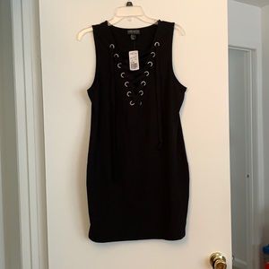 Lace Up Black Dress